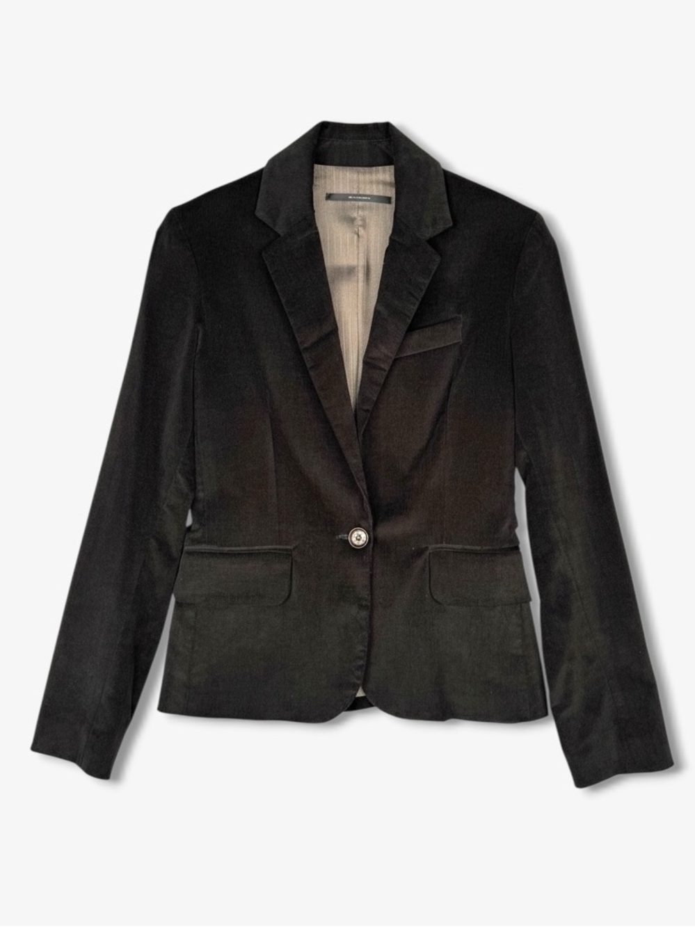 VINTAGE AKIABARA Velvet Corduroy Tailored Blazer XS Brown One Button Notch Lapel